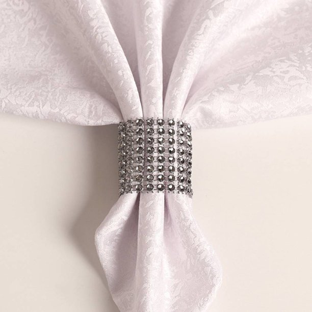 10pcs Napkin Ring 8 Row Rhinestone Like Napkin Band Serviette Holder