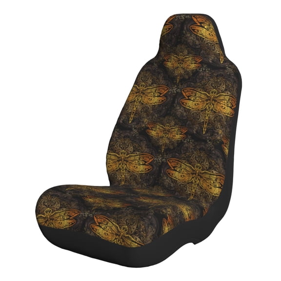Xecao Gold Dragonfly Mandala for Automotive Seat Covers for Cars Trucks and SUVs – Gray Car Seat Covers for Front Seats, Truck Seat Protectors-1