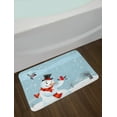 thumbnail image 2 of Snowman Bath Mat, Snowfall Festive New Year's Eve Celebration Theme Xmas Figure with Bullfinch Birds, Non-Slip Plush Mat Bathroom Kitchen Laundry Room Decor, 29.5 X 17.5 Inches, Multicolor, Ambesonne, 2 of 2