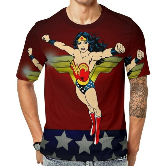 Wonder Woman T-Shirt Full Print Short Sleeve Crew Neck Casual Novelty Graphic Tee Shirt Tops for Men Women S