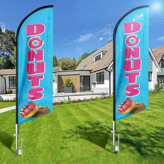 Donuts Swooper Flag, 8FT Donuts Advertising Feather Flag, Donuts Banner ,Signs for Businesses and Storefronts(Flag Only)