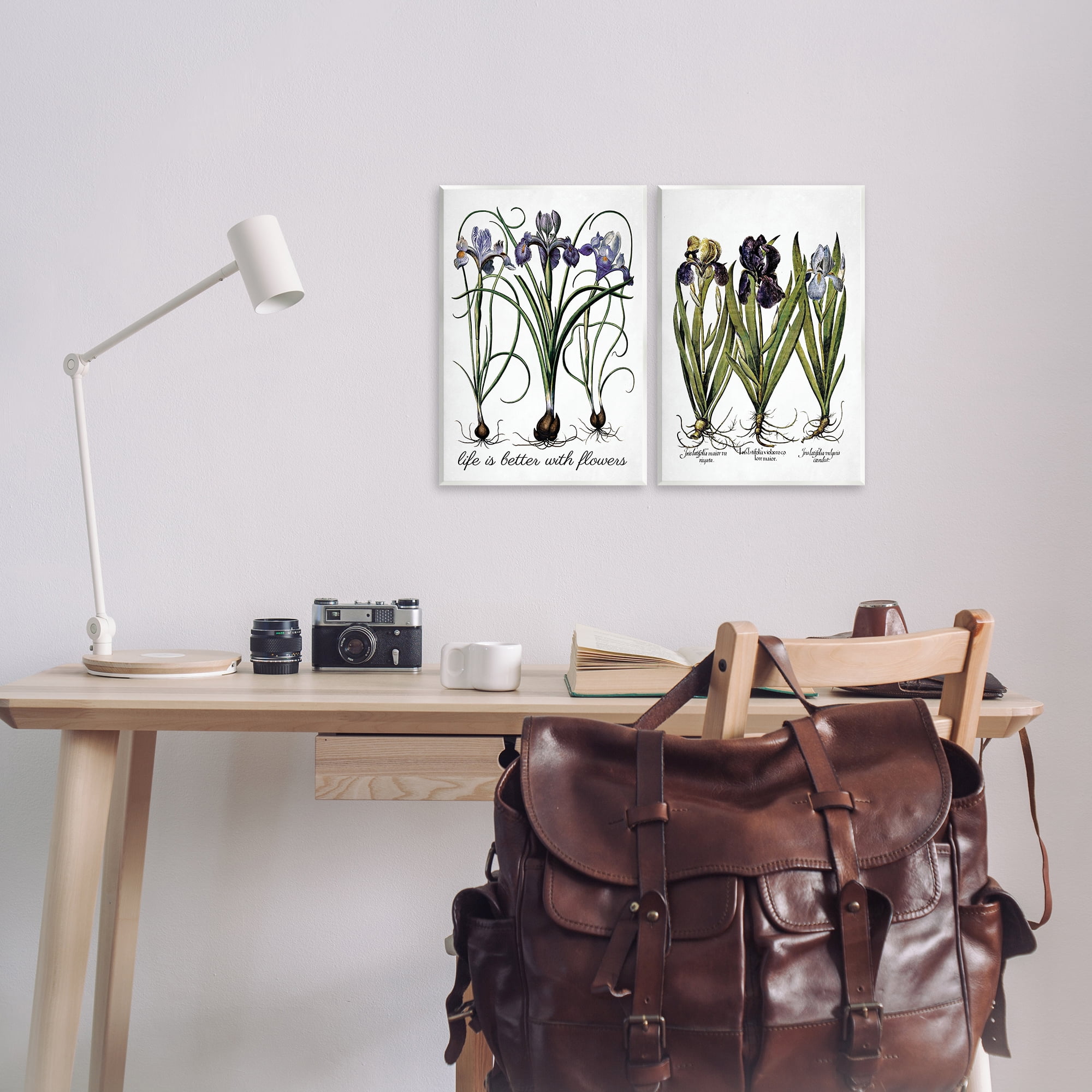 Stupell Industries Better with Flowers Iris Bulb Plants & Flowers Painting Unframed Art Print Wall Art, 11 x 14, Set of 2