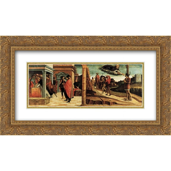 Giovanni Bellini 2x Matted 24x14 Gold Ornate Framed Art Print 'Polyptych of San Vincenzo Ferreri'