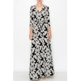 thumbnail image 2 of Bon Rosy, Women's, 3/4 Sleeve V-Neck Printed Maxi Faux Wrap Dress, Mustard, M, 2 of 8