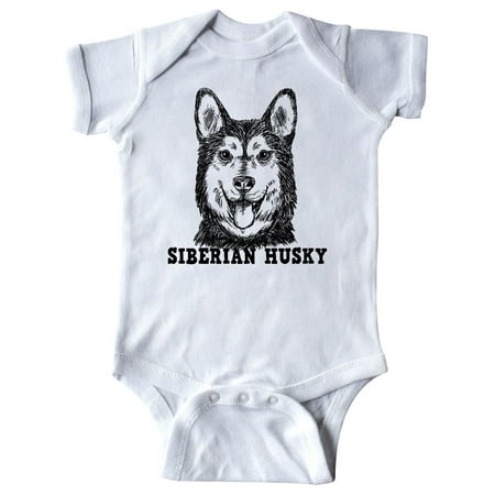 Siberian Husky Sketch Portrait with Dog Breed Name Infant