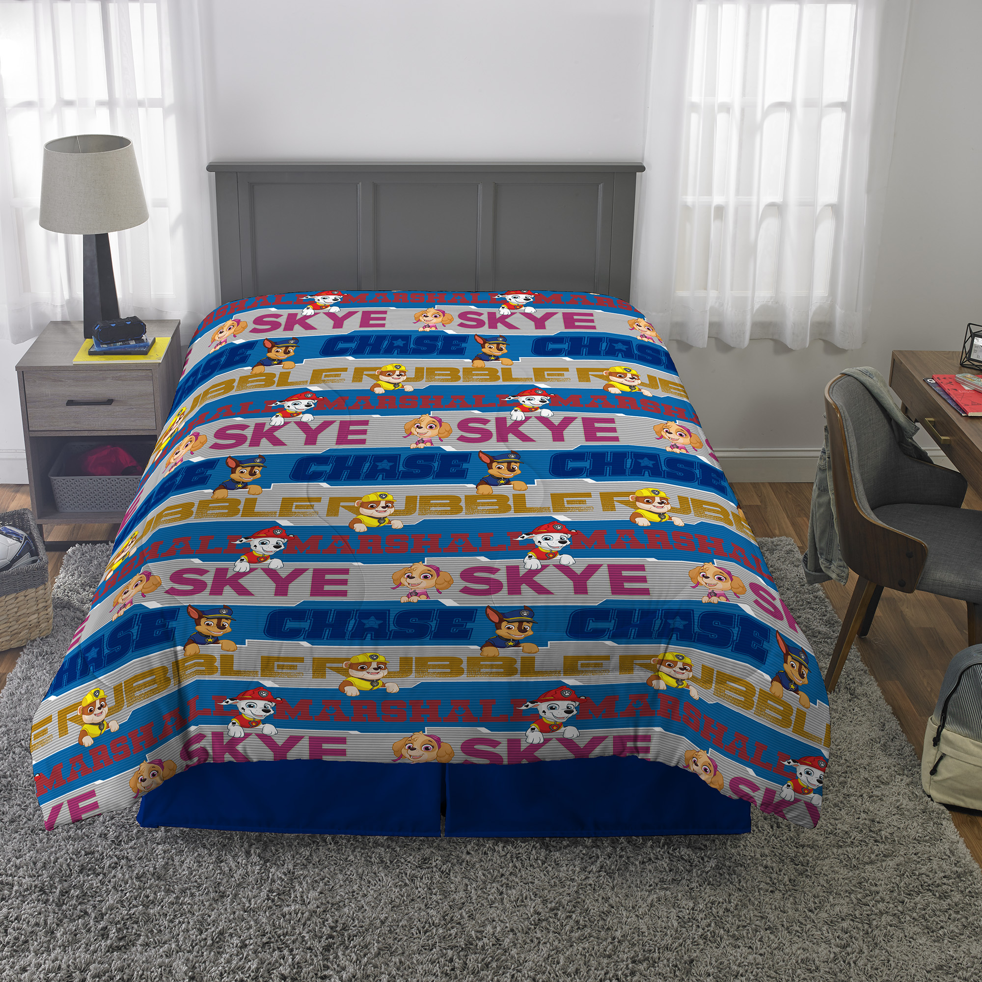 PAW Patrol Kids Comforter and Sham, 2-Piece Set, Twin/Full, Reversible, Blue, Nickelodeon