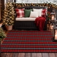 thumbnail image 3 of RUG ROBOT Christmas Buffalo Plaid Outdoor Rugs for Entryway 3'x5', Checkered Area Rug Cotton Front Door Mat Porch Entrance, Washable Red and Black/White Farmhouse Carpet for Bedroom Xmas decor, 3 of 10