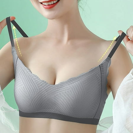 

Levmjia Women s Bras Plus Size Clearance Women Sexy Bras Lace Comfortable Breathable Anti-exhaust Base Solid Non-Steel Ring Back Underwear