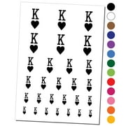 King of Hearts Card Suit Water Resistant Temporary Tattoo Set Fake Body Art Collection - Black