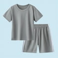 thumbnail image 2 of TOWED22 Baby Toddler Boy Clothes Summer Outfits 6 12 18 24 Months Patchwork Short Sleeve T Shirt & Shorts Sets(Grey,10-11 Years), 2 of 4