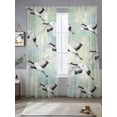 thumbnail image 3 of Teal White Birds Sheer Curtains 108 Inches Long 2 Panels Set, Window Sheer Curtains for Living Room/Bedroom, Vintage Animals Farmhouse Retro Art Light Filtering Rod Pocket Curtain 52''x108''x2, 3 of 8