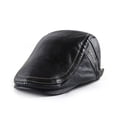 thumbnail image 1 of Gorra plana de cuero negro para hombre y mujer, 1 of 2