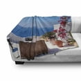 thumbnail image 3 of Modern Soft Flannel Fleece Throw Blanket, View of Mediterranean Santorini Aegean Sea Seascape Holiday Artwork, Cozy Plush for Indoor and Outdoor Use, 50" x 60", Pale Grey Sky Blue, by Ambesonne, 3 of 6