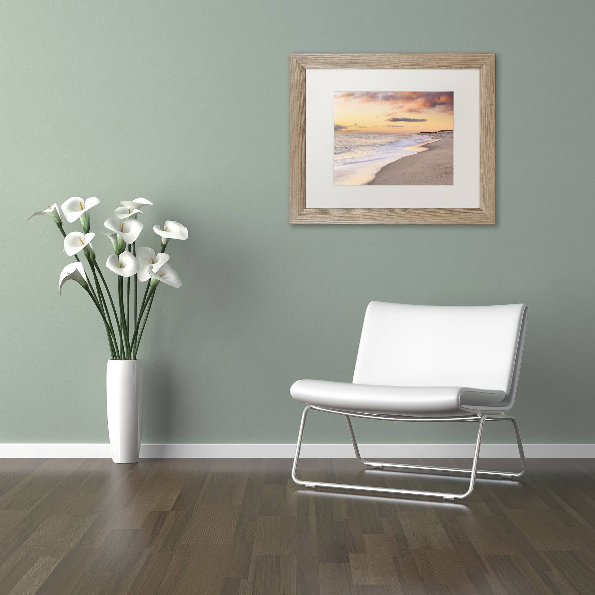 Trademark Fine Art "Tide Line" Canvas Art by Michael Blanchette Photography White Matte, Birch Frame