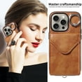 thumbnail image 4 of Allytech iPhone 14 Pro Max Case with Ring Holder & Shoulder Strap, Retro PU Leather Cards Slots Kickstand Detachable Lanyard Shockproof Wallet Case Cover for Apple iPhone 14 Pro Max - Brown, 4 of 14
