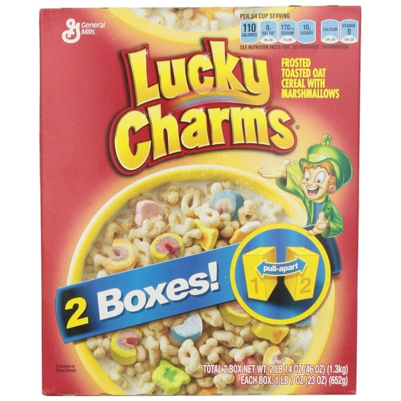 Lucky Charms Gluten Free Kids Breakfast Cereal with Marshmallows, Value Pack, 46 oz (2 Boxes)
