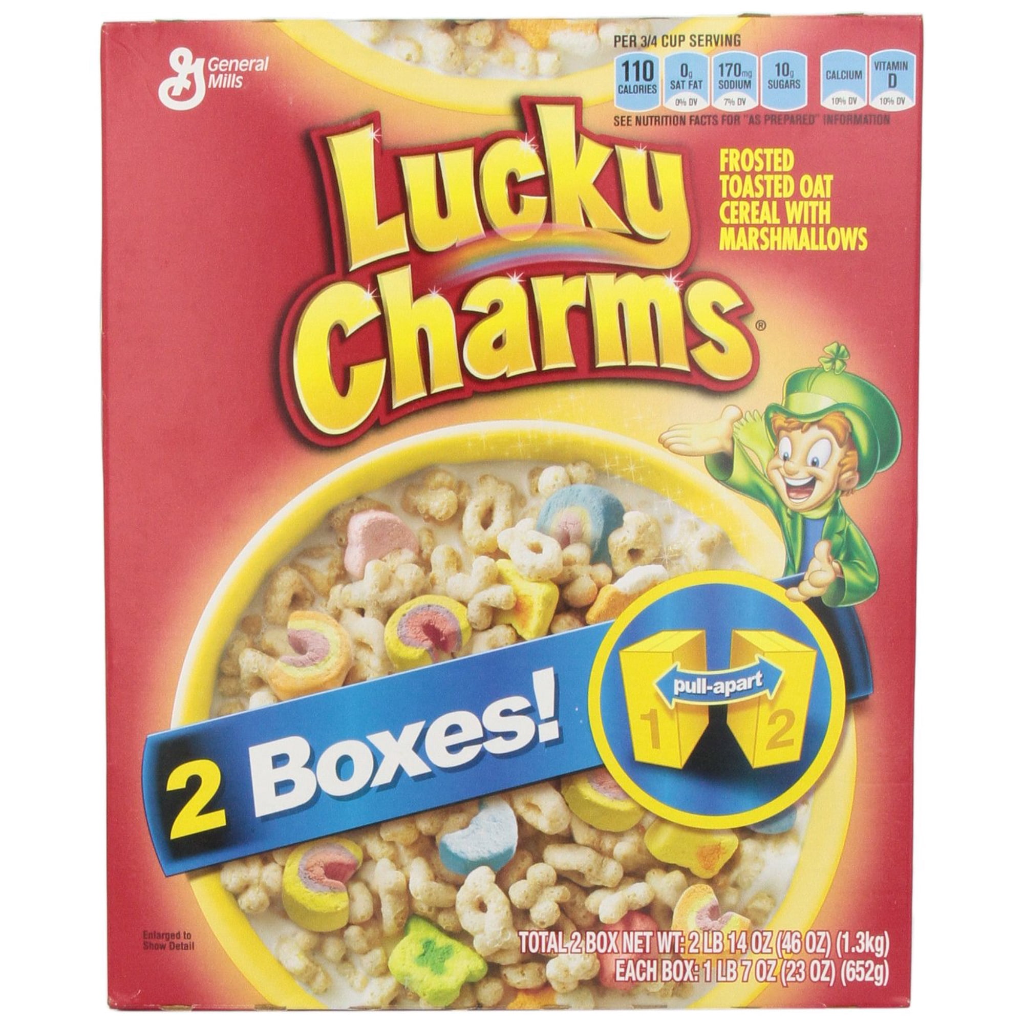 Lucky Charms Gluten Free Kids Breakfast Cereal with Marshmallows, Value Pack, 46 oz (2 Boxes)