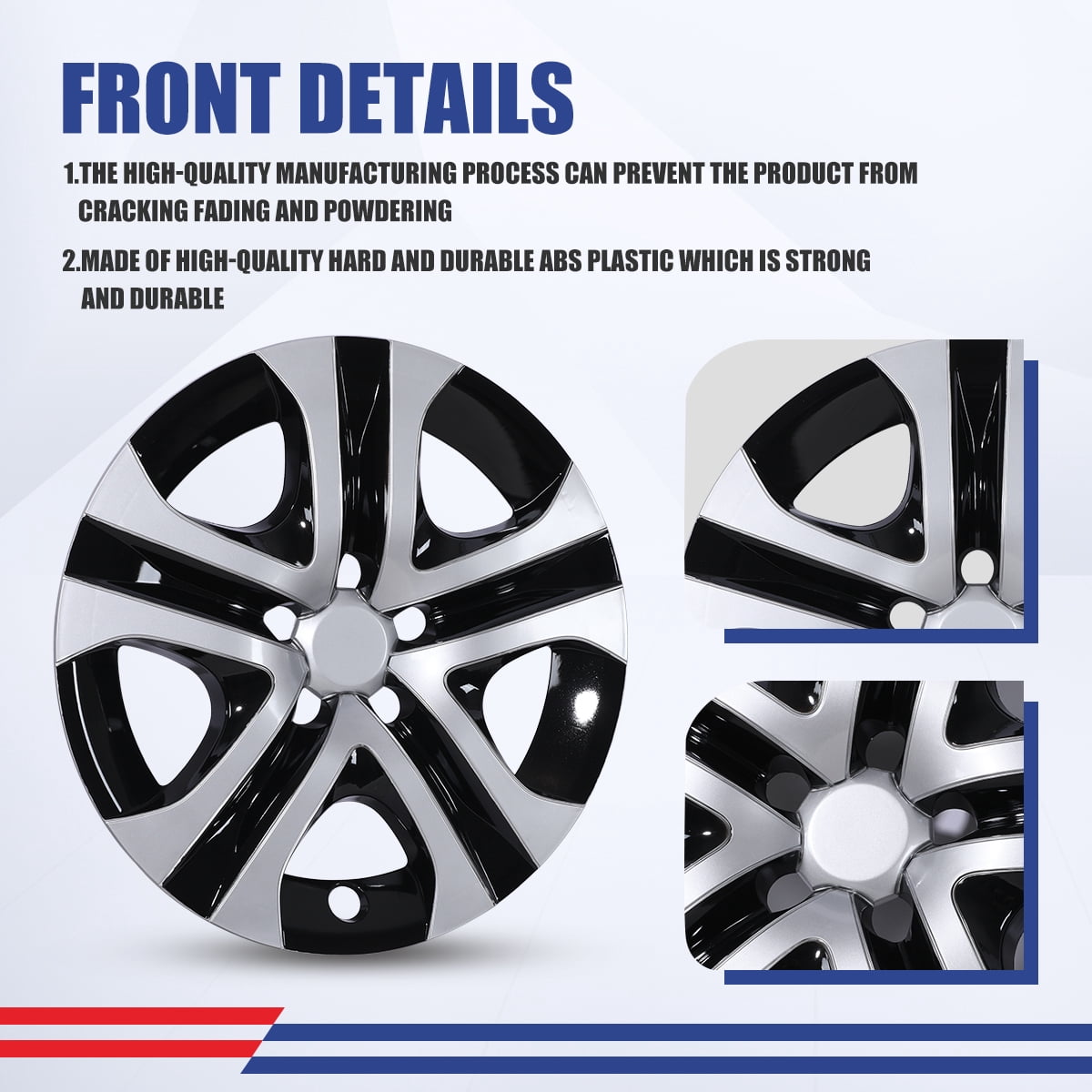 (Set of 4) 17 inch Hubcaps Wheel Rims Cover for 2013-2018 Toyota Rav4,Not Fit for Winter Wheel Rims,Silver Lacquer & Black Lacquer
