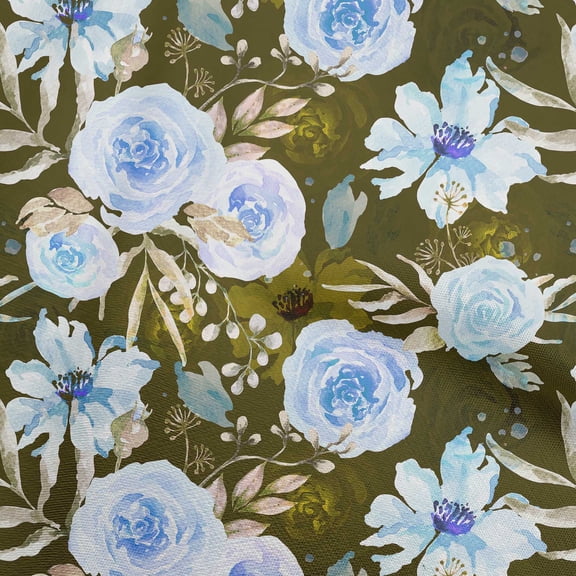 oneOone Polyester Spandex Dark Olive Green Fabric Leaves & Clover Sewing Fabric By The Yard Printed Diy Clothing Sewing Supplies 56 Inch Wide