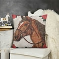 thumbnail image 2 of Pillow Covers Horse Decorative Velvet Throw Pillow Covers Pink Horse Red Rose Flower Animal Print Cushion Cover with Square Pillowcase for Sofa Couch Bedroom, 2 of 5
