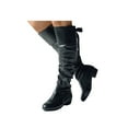 thumbnail image 3 of Povozer Over the Knee High Boots for Women Sexy Round Toe Low Heel Leather Stretch Riding Thigh High Boots(Black,6), 3 of 6