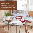 thumbnail image 4 of Blue Christmas Round Tablecloth, Fitted Table Cover with Elastic for 45"-54" Round Tables, Red Snowman Xmas Tree Snowflake Winter Table Cloth Outdoor Indoor Dinning Party Waterproof Tablecloths, 4 of 7