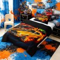thumbnail image 3 of meiyoeat Vintage Muscle Car Twin Comforter Sets 2pcs,Flame Track Art Bedding Set for Bedroom,Orange Black,Black Reversible,1 Comforter and 1 Pillowcase, 3 of 6