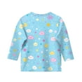 thumbnail image 3 of Abcomgle Girls Summer Tshirts 4-16 Crewneck 3/4 Sleeve Stars and Cloud Graphic Toddler Tops Girls Summer Casual Cotton Loose Toddler Girls T-Shirts Cute Girls Blouse 14-16 Years,Blue, 3 of 5