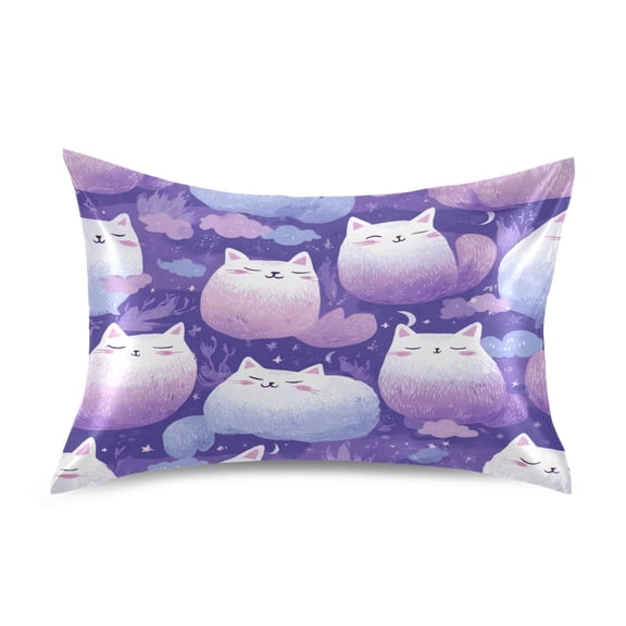 Pillowcase Satin Pillowcase 26x20in Pillow Case Satin Pillow Case Soft and Smooth Purple Cat