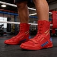 thumbnail image 3 of [Sneakers] 1 Pair of Solid Color Professional Men'S High-Top Boxing Shoes, Non-Slip, Comfortable, Durable, Breathable Boxing Training Shoes, Wear-Resistant Competition Arena Fighting Shoes, 3 of 6