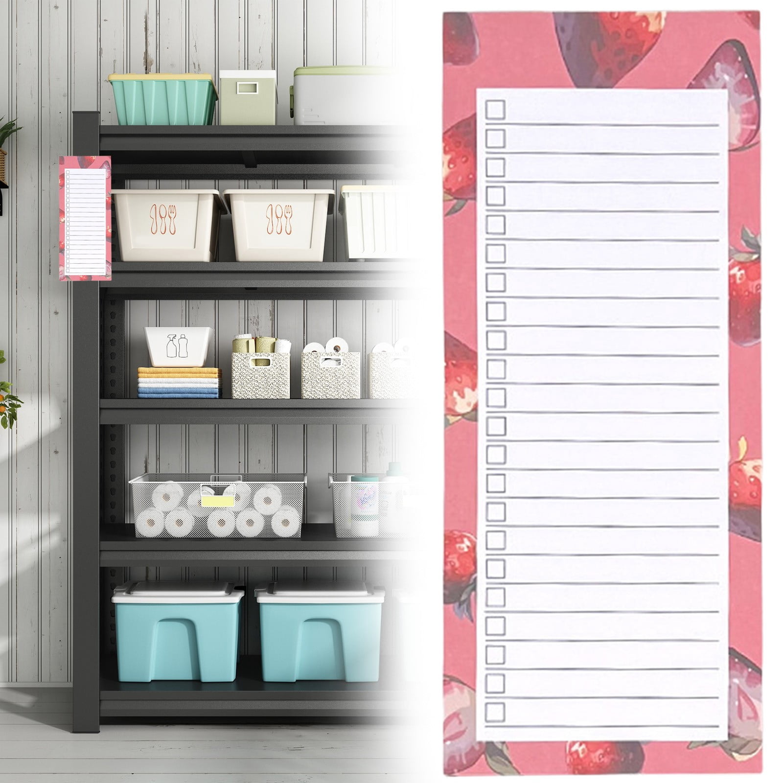 1 Pc Magnetic Notepads – Magnetic Notepads for Grocery List, Shopping List, To-Do List, Reminders -Strong Magnetic Back- Memo Pads with Realistic Fruit Designs, 8.38 x 3.5 inch