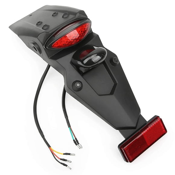Guardabarros trasero para motocicleta, luz trasera, luz de freno, luz de freno, luz trasera para moto de cross, luz trasera universal para motocicleta con soporte de placa