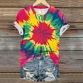 thumbnail image 3 of DAFPZW Women Casual Short Sleeve Rainbow T-Shirts Crew Neck Cute Colorful Tie Dye Print Tunic Tops Basic Tees Blouses, 3 of 5