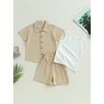 thumbnail image 3 of Bagilaanoe 3pcs Little Girl Short Pants Set Sleeveless Tank Tops + Short Sleeve Shirt + Shorts 3T 4T 5T 6T 7T 8T Kids Casual Summer Outfits, 3 of 8