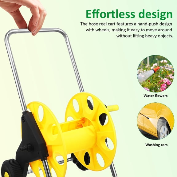 Hemobllo Portable Hose Reel Cart with Wheels, Plastic Outdoor Garden Water Hose Storage Organizer, 1 Piece