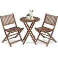 thumbnail image 3 of 3-Piece Acacia Wood Bistro Set, Wooden Folding Patio Furniture for Garden Backyard Balcony Porch w/ 1 Coffee Table and 2 Foldable Chairs, Natural Stained, 3 of 5