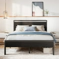 thumbnail image 2 of Amolife Full Size Bed Frame, Heavy Duty Metal Platform Bed with Wooden Headboard & Footboard, Black Oak, Adult, 2 of 9