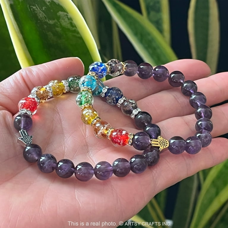 Artsy Crafts Firefly Beads Purple Amethyst Quartz Bracelets