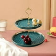 thumbnail image 4 of 2 Layer Cupcake Stand Elegant Ceramic Dessert Cake Stand Serving Tray for Cakes Green, 4 of 8