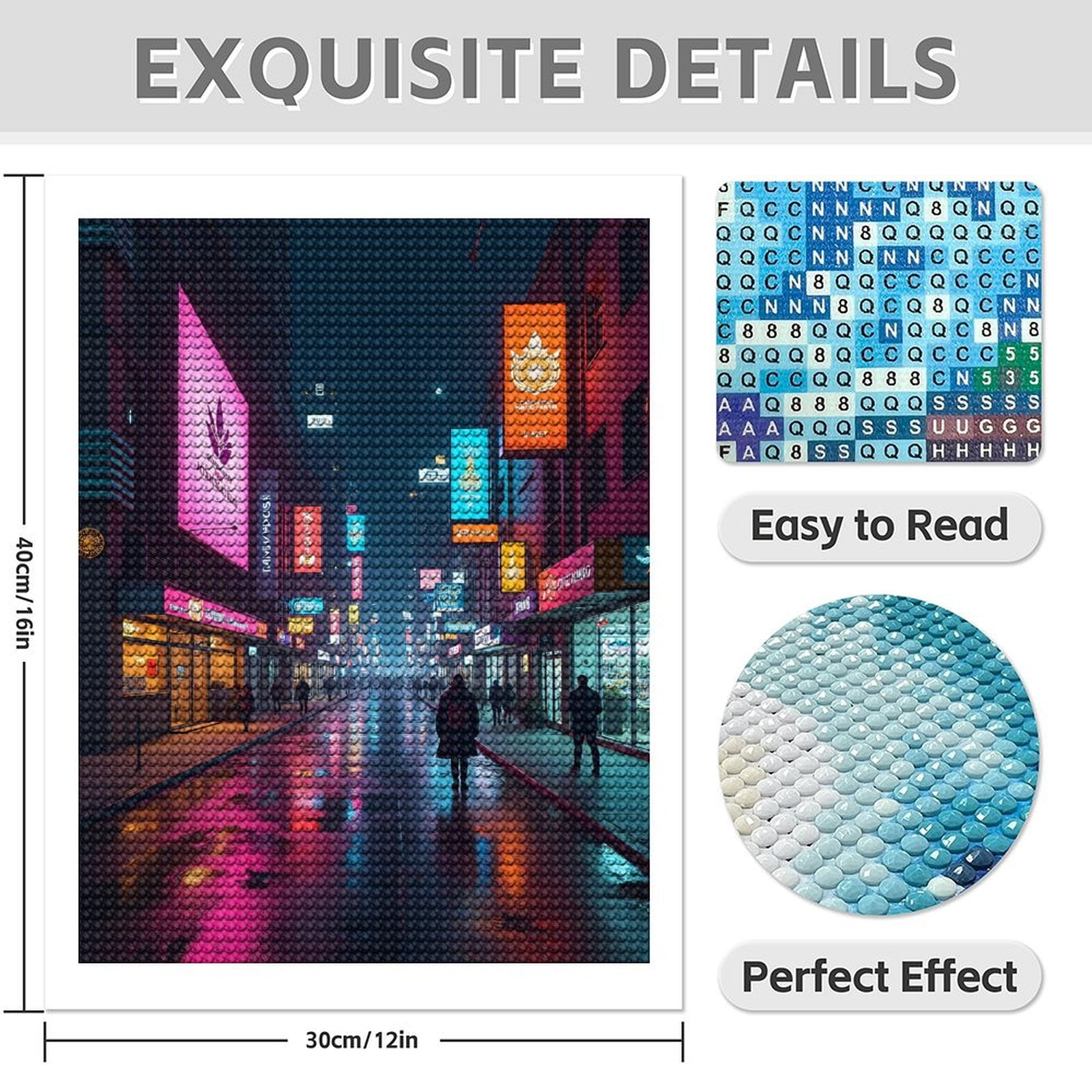 Diamond Art Kits for Adults - Cool Cyberpunk Cityscape Print No.102 5D Frameless Dimond Painting Kit for Adults Beginner, Round Diamond Kits for Home Wall Decor, Gift for Women