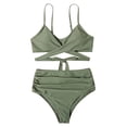 thumbnail image 1 of DPTALR Women Split Swimsuit Show Waist Printing Cross Bikini, 1 of 5