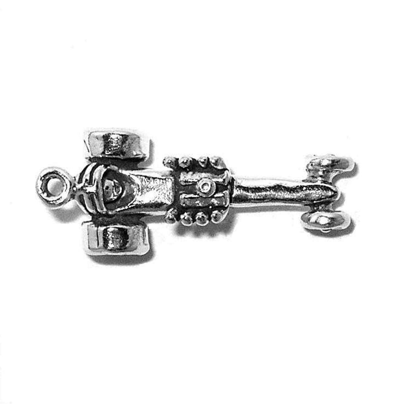 Sterling Silver 7 4.5mm Charm Bracelet With Attached 3D Top Fuel Hot Rod Dragster Racing Car Charm