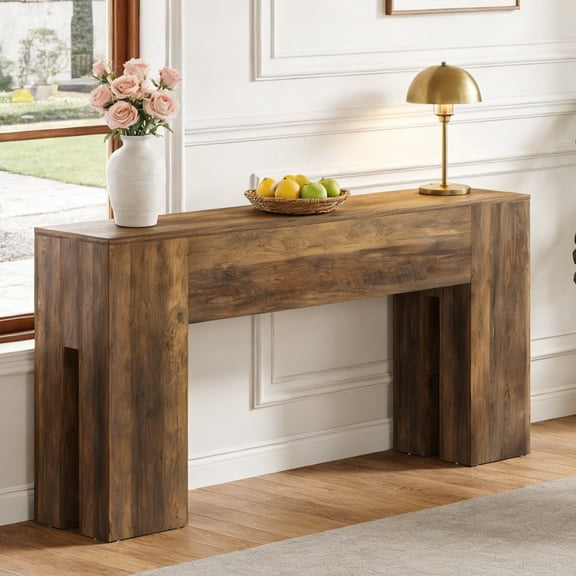 Fnova 71" Long Console Table, Farmhouse Wood Grain Entryway Table, Narrow Rectangular Sofa Table Behind Couch for Entrance, Hallway, Living Room