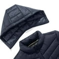 thumbnail image 5 of Mrmaere Men's Hooded Jacket Contrast Fabric Quilted Warm Outerwear for Daily & Casual Wear Blue L, 5 of 7