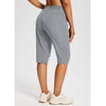 thumbnail image 2 of BALEAF Women's 15" Long Shorts Below The Knee Capri Hiking Cargo Shorts Lightweight Quick Dry Elastic Waist for Casual Frost Gray S, 2 of 7