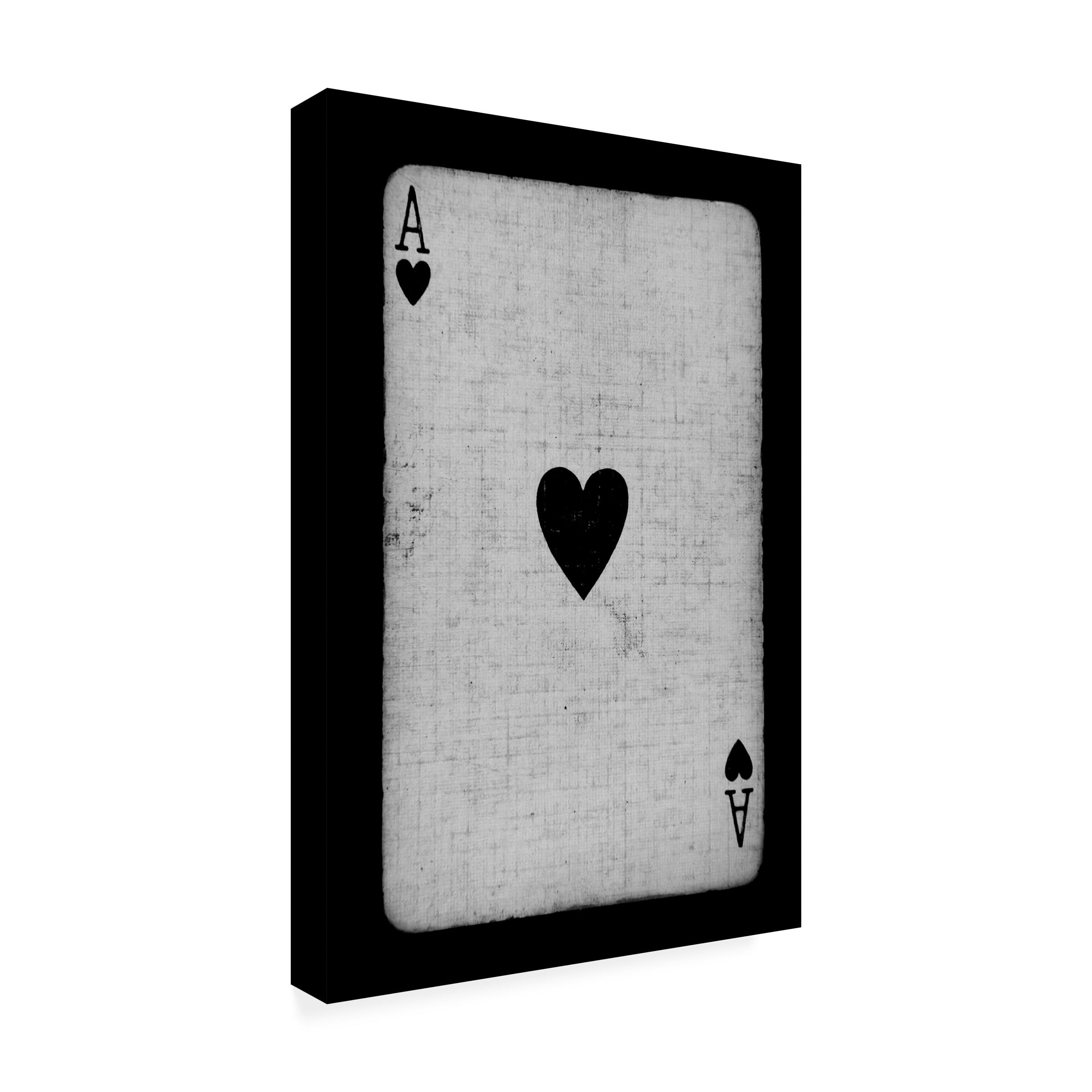 Canvas Wall Art - Tom Quartermaine 'Ace of Hearts Black and White' Wall Art for Living Room, Bedroom, or Office Décor by Trademark Fine Art - 30 x 47 Inches
