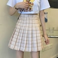 thumbnail image 2 of Mrat Asymmetrical Skirt Fashion Women Pleated A-Line Skirt Solid High Waist Short Skirt Lightweight Flare Skirt S-110 Beige L, 2 of 4