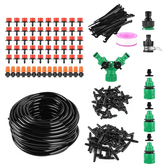 164FT Drip Irrigation Kit Automatic Garden Irrigation System Misting Plant Watering Drip Kit For Garden Greenhouse Flower Bed Patio Lawn