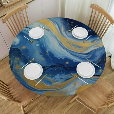 

Autua Swirls Round Table Cover Stain Resistant Washable Perfect for Indoor Outdoor Kitchen Dining Wedding Parties Picnic Farmhouse 100% Polyester Fiber 46 -50