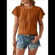 thumbnail image 2 of Blusa Tipo Túnica Holgada Informal Elegante de Verano para Mujer, con Cuello Plisado y Corta Marrón M, 2 of 10